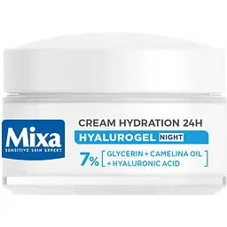 Уцінка. Нічний крем-маска Mixa Hydrating Hyalurogel Night для зневодненої чутливої шкіри 50 мл (D3376401) 
