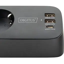 Блок розеток Digitus Office, 3xSchuko, 2xUSB-A, 1xUSB-C, 16A, 1.5 м, вилка Schuko, чорний - мініатюра 2