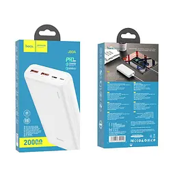 Зовнішній акумулятор Hoco J80A 20000 mAh 22.5 W 5 A 2 USB Type-C QC PD білий - мініатюра 2