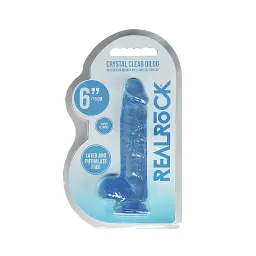Фалоімітатор RealRock Crystal Clear 6” 17 см (блакитний) - мініатюра 6