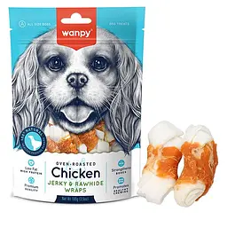 Wanpy Chicken Jerky & Rawhide Wraps ВАНПІ КІСТКА З В’ЯЛЕНОЮ КУРКОЮ ласощі для собак, 100 г