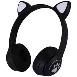 Дитячі навушники Cat MZ-023 Bluetooth RGB підсвічування FM microSD з котячими вушками чорний - мініатюра 2