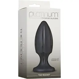Анальний плаг із каналами для змащення Doc Johnson Platinum Premium silicone - The Rocket - Black - мініатюра 2
