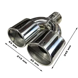Насадка на глушник Elegant Подвійна Овальна Ø 63 х 2-95 x 245 мм Хром (EL 106 047) - мініатюра 2