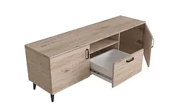 Тумба Лестер на конусних ніжках Ferrum-decor 48x139x38 Чорний метал ДСП Дуб Сан-Марино 16 мм (FRD-106806) - мініатюра 4