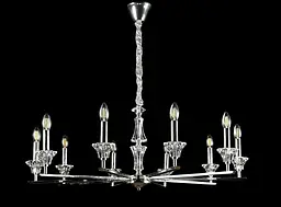 Підвісна люстра-свічка Splendid Ray L9051/10 (SILVER), кришталева, 10 ламп E14, Ø95 см, хром