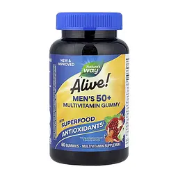 Мультивітаміни для чоловіків 50+ Alive!® Men's 50+ Multi Gummy 60 жувальних таблеток