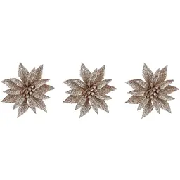 Квітка декоративна Mica Decorations на кліпсі 10 см шампань 3 шт. (1181053) - мініатюра 2