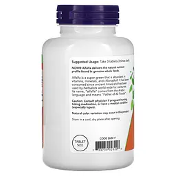Натуральна добавка NOW Alfalfa 650 mg, 250 таблеток - мініатюра 3