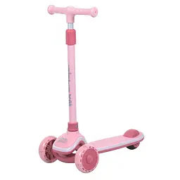 Самокат 5566A-pink Maxi-big, метал+пластик, 3колесаПУ, 2колеса 120мм світло, заднє75мм кермо,рожевий