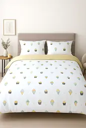 Комплект постільної білизни Ecotton двоспальний 180х215 см сатин білий Ice cream (рис. 24310) (24812)