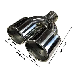 Насадка на глушник Elegant Подвійна Овальна Ø 63 х 2-95 x 245 мм Темний Хром (EL 106 046) - мініатюра 2