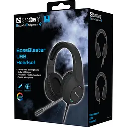 Ігрова гарнітура Sandberg BossBlaster, USB, кабель 2м, RGB, чорна - мініатюра 6