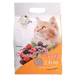 Уцінка. Наповнювач для котячих туалетів SunnyCats Forest Berry преміум тофу з ароматом лісових ягід 2.6 кг 