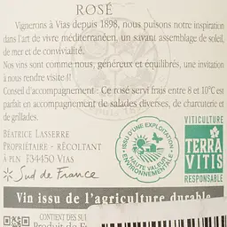 Вино Domaine Lasserre Igp Coteaux De Beziers, рожеве, сухе, 0,75 л - мініатюра 4