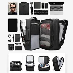 Рюкзак для подорожей Mark Ryden MR9299KR Big Size з можливістю розширення 48 х 32 х 24 27 см Чорний - мініатюра 6