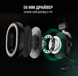 Игровые наушники с микрофоном Fifine H-6B RGB USB 7.1 Black - мініатюра 5