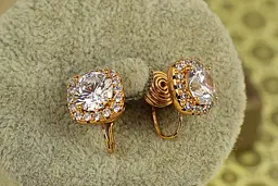 Сережки кліпси Xuping Jewelry Принцеса з білим каменем 11 мм золотисті - мініатюра 2