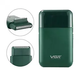 Акумуляторна міні електробритва для чоловіків VGR V 390 Green з тримером для сухого та вологого гоління - мініатюра 3