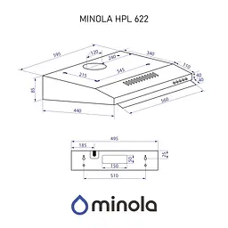 Витяжка плоска Minola HPL 622 BL - мініатюра 14