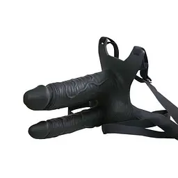 Страпон вібруючий чоловічий Lovetoy подвійний 15x4.5 см Чорний
