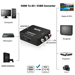 Перехідник HDMI в AV (RCA тюльпан) адаптер. Чорний - мініатюра 5