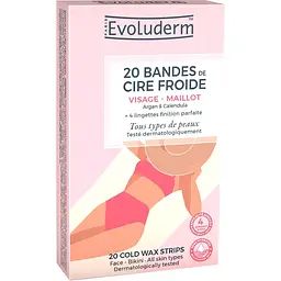 Смужки воскові Evoluderm для депіляції обличчя та бікіні 20 шт.