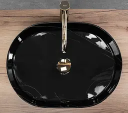 Умивальник Rea Nadia накладний 50x38 см black stone REA-U9240 - мініатюра 2