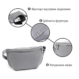 Жіноча бананка із натуральної шкіри Shvigel 16379 сірий - мініатюра 4