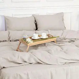 Комплект постільної білизни MirSon Natural Linen Jasmine льон полуторний бежево-сірий (2200008269036) - мініатюра 6