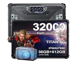 Планшет Oukitel RT7 5G 12/512GB Black (Night Vision, Pad RT7 TITAN) Залізна ручка у комплекті - мініатюра 2