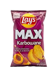 Чіпси Lay’s Max Karbowane зі смаком карамелізованого абрикоса та бекону 120 г