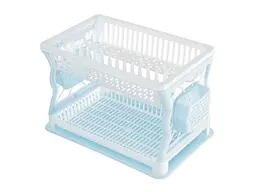 Сушарка для посуду R-PLASTIC для посуду з піддоном 13тар двоярусна блак-біла
