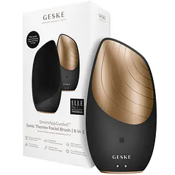 Електронна звукова термощітка для обличчя GESKE Sonic Thermo Facial Brush 6 в 1 сіра