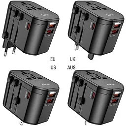 Універсальний зарядний пристрій HOCO AC15 Walker three-port PD20W(1C2A) universal conversion charger Black - мініатюра 5