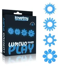 Набір із 4 ерекційних кілець Lovetoy Lumino Play Penis Ring (блакитний)
