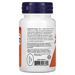 Вітаміни та мінерали NOW Vitamin E-400 with Mixed Tocopherols, 50 капсул - мініатюра 3