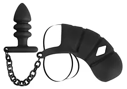 Пояс вірності для чоловіків Black Velvets Cock Cage With a Butt Plug 11.5 см чорний - мініатюра 5