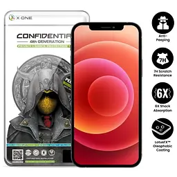 Захисна плівка iPhone 13 Pro Max /14 Plus з чорною рамкою, протиударна, антишпигун, 2.5D, 7H, Privacy, Confidential, 4th Generation, Full Screen, X-One