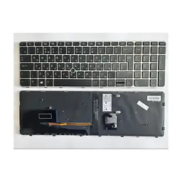 Клавіатура ноутбука HP EliteBook 850 G3/G4, 755 G3, ZBook 15u G3/G4 чорна зі срібр., трек (A46082)
