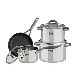 Набір каструль Prime Chef Krauff з сотейником + Прес для часнику та молоток для м’яса