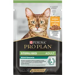 Вологий корм Purina Pro Plan Sterilised для дорослих котів після стерилізації шматочки курки у підливці 85 г (12457646) - мініатюра 2