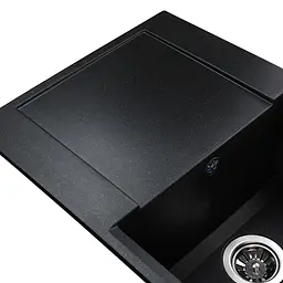 Гранітна мийка Globus Lux KOMO чорний металiк 790х500мм-А0001 - мініатюра 2