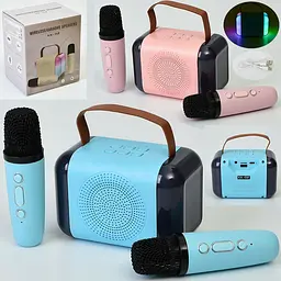 Колонка KK-02S 13-8,5-7,5см акум світло мікрофон 2шт Bluetooth TFслот AUX USB мікс кольорів в асортименті
