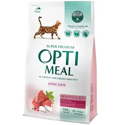 Сухий корм для дорослих котів Optimeal Adult Cat High in Veal із телятиною 700 г
