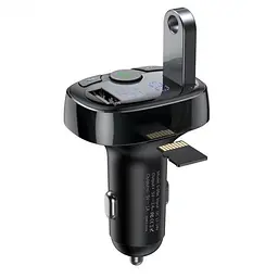 FM-модулятор трансмітер Baseus T-Typed + bluetooth (2USB) CCTM-01 Black - мініатюра 5