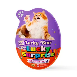 Яйце-сюрприз Lucky Star для котів з іграшкою та шматочками вʼяленої тріски