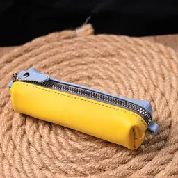 Містка шкіряна ключниця комбі двох кольорів Серце Grande Pelle 16716 жовто-блакитна - мініатюра 8