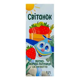 Сік Світанок яблуко морква полуниця з м'якоттю 0.2 л - мініатюра 2