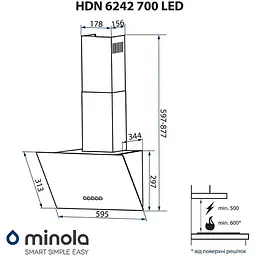 Витяжка Minola HDN 6242 BL 700 LED чорна - мініатюра 4